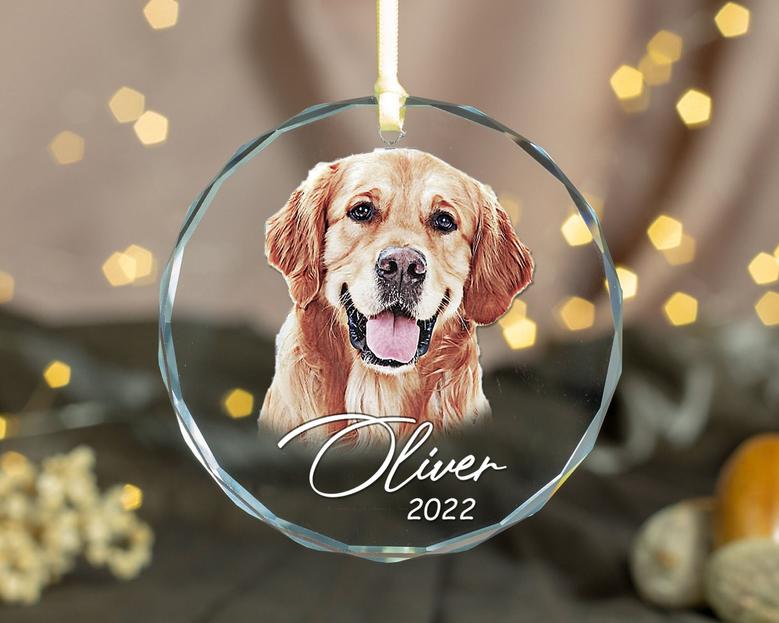 Personalized Pet Photo Christmas Glass Ornament Pet Portrait Memorial Gift