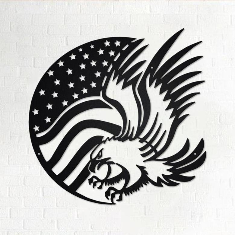 American Eagle Flag Metal Wall Art, US Flag Eagle Sign Decoration For Room, US Flag Eagle Metal Home Decor, American Eagle Flag