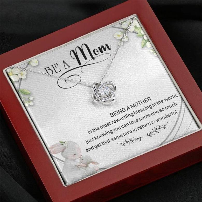 Be A Mom Love Knot Necklace Message Card