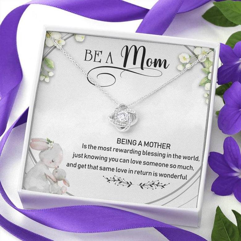 Be A Mom Love Knot Necklace Message Card