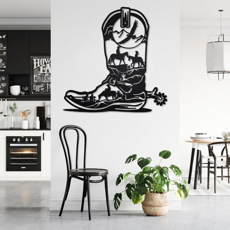 Cowboy Boots Metal Wall Art, Cowboy Boots Metal Sign Decoration For Room, Cowboy Boots Home Decor, Cowboy Boots Lover Gift, Cowboy Boots