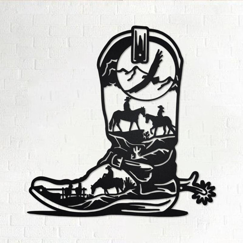 Cowboy Boots Metal Wall Art, Cowboy Boots Metal Sign Decoration For Room, Cowboy Boots Home Decor, Cowboy Boots Lover Gift, Cowboy Boots