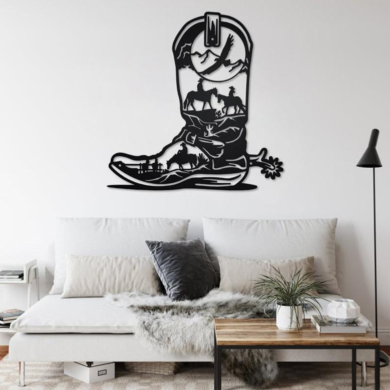 Cowboy Boots Metal Wall Art, Cowboy Boots Metal Sign Decoration For Room, Cowboy Boots Home Decor, Cowboy Boots Lover Gift, Cowboy Boots