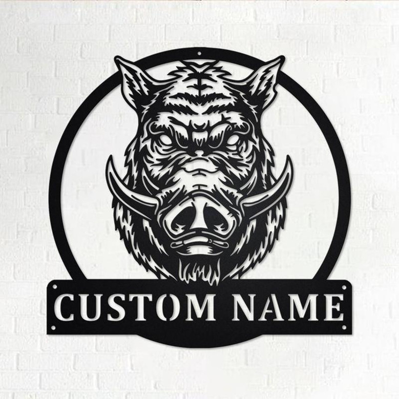 Custom Boar Head Metal Wall Art, Personalized Boar Head Name Sign Decoration For Room, Boar Head Home Decor, Custom Boar Head, Boar Lover