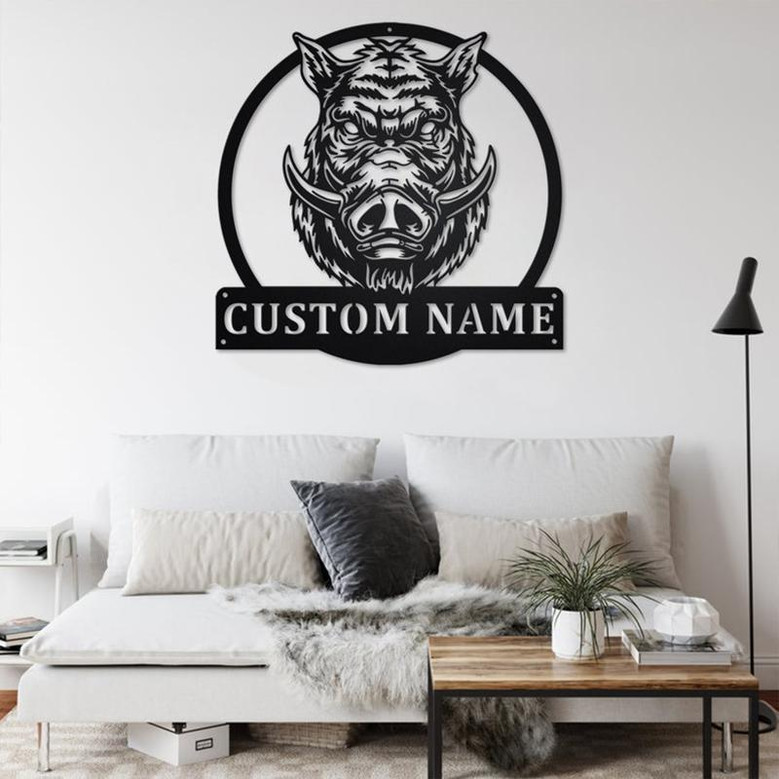 Custom Boar Head Metal Wall Art, Personalized Boar Head Name Sign Decoration For Room, Boar Head Home Decor, Custom Boar Head, Boar Lover