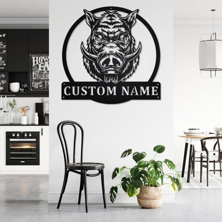 Custom Boar Head Metal Wall Art, Personalized Boar Head Name Sign Decoration For Room, Boar Head Home Decor, Custom Boar Head, Boar Lover