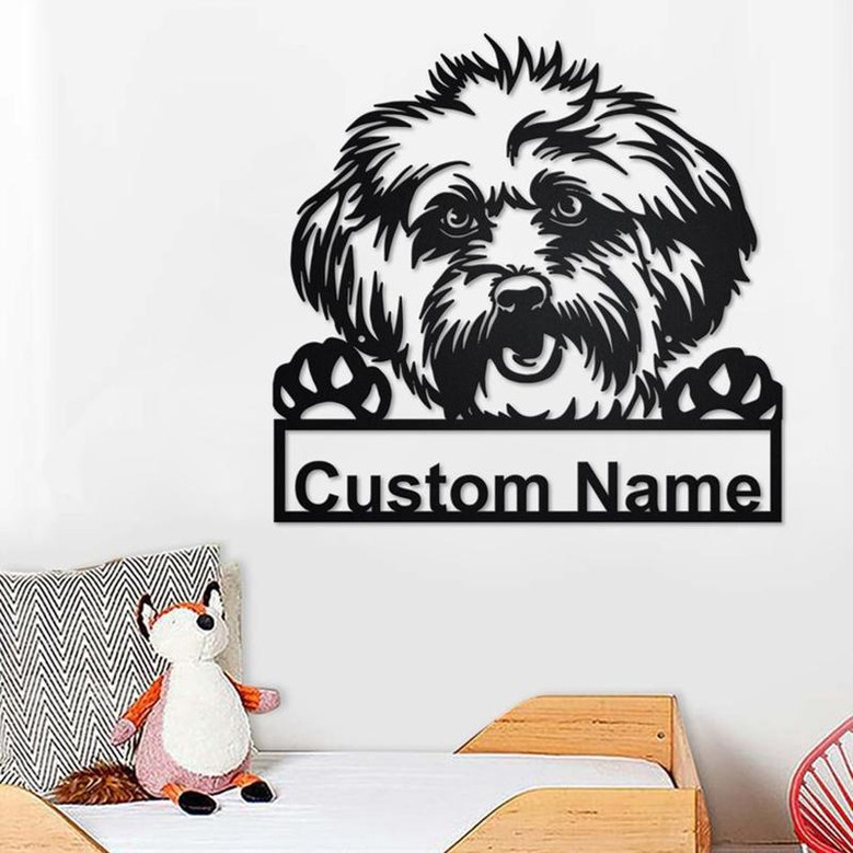 Custom Lhasa Apso Dog Metal Wall Art, Personalized Lhasa Apso Name Sign Decoration For Room, Lhasa Apso Home Decor, Custom Dog, Lhasa Apso