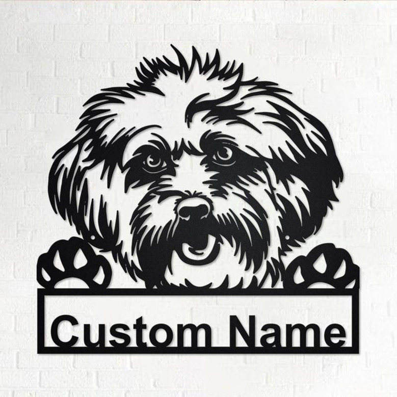 Custom Lhasa Apso Dog Metal Wall Art, Personalized Lhasa Apso Name Sign Decoration For Room, Lhasa Apso Home Decor, Custom Dog, Lhasa Apso