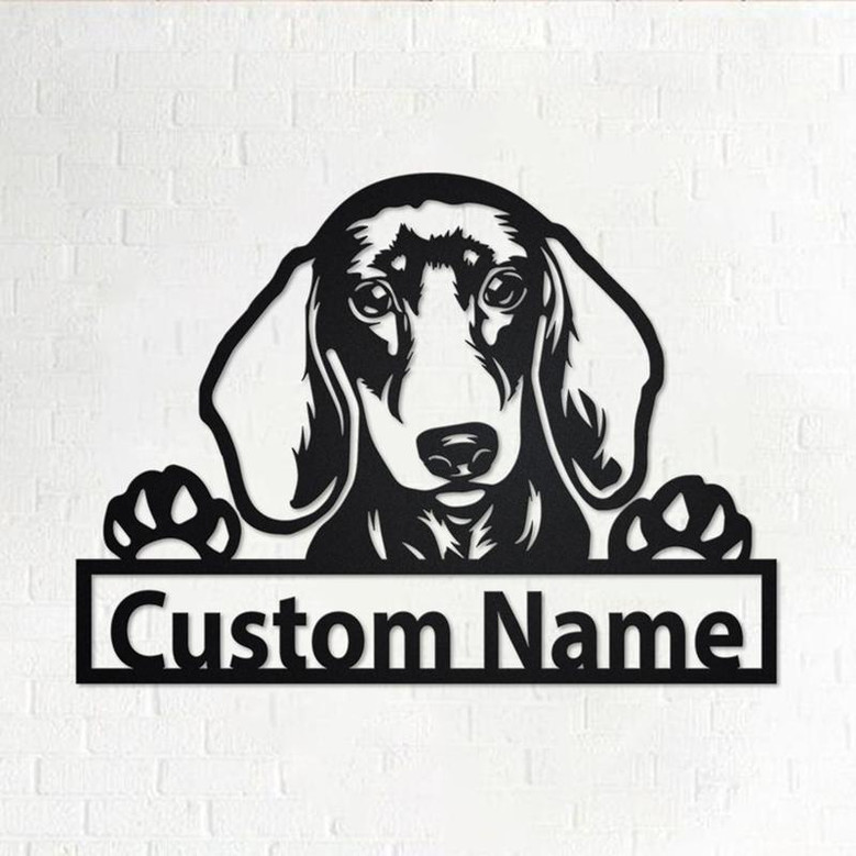 Custom Peeking Dachshund Dog Metal Wall Art, Personalized Peeking Dachshund Name Sign Decoration For Room, Peeking Dachshund Home Decor Custom Peeking Dachshund Dog Metal Wall Art, Personalized Peeking Dachshund Name Sign Decoration For Room, Peeking Dachshund Home Decor