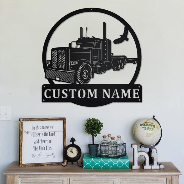Custom Semi Truck Metal Wall Art, Personalized Semi Truck Name Sign Decoration For Room, Semi Truck Home Decor, Custom Semi Truck,Semi Truck
