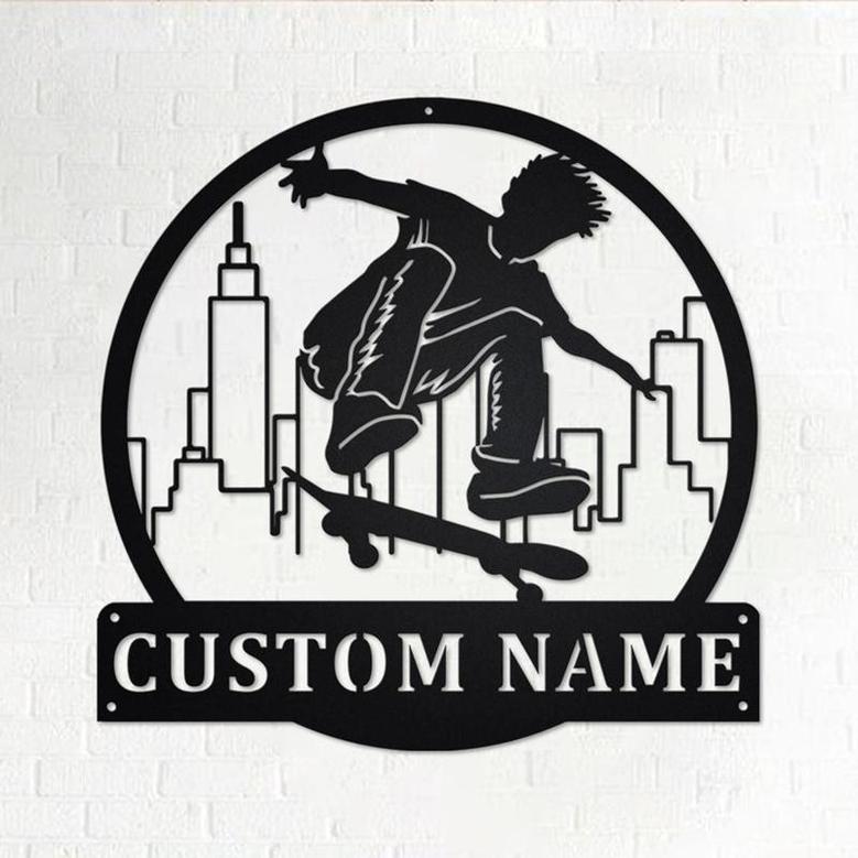 Custom Skateboard Metal Wall Art, Personalized Skateboard Name Sign Decoration For Room, Skateboard Home Decor, Custom Skateboard