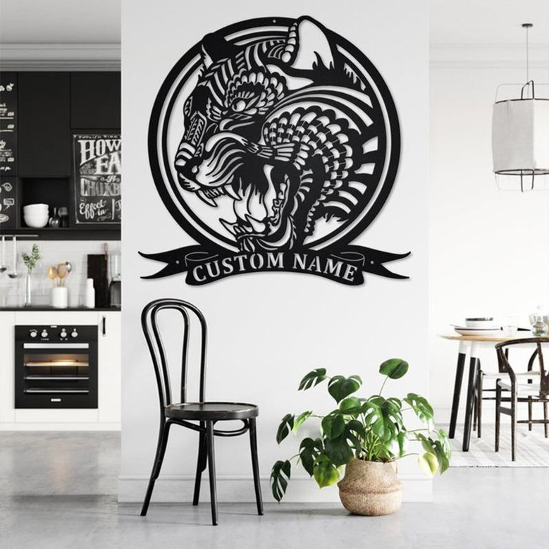 Custom Zentangle Tiger Metal Wall Art, Personalized Tiger Name Sign Decoration For Room, Tiger Metal Home Decor, Custom Zentangle Tiger