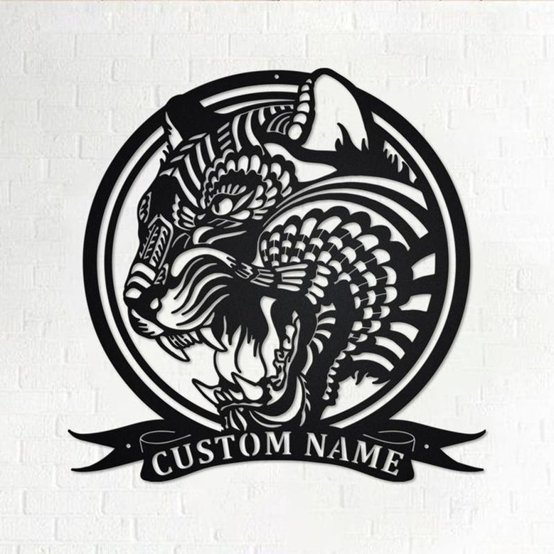 Custom Zentangle Tiger Metal Wall Art, Personalized Tiger Name Sign Decoration For Room, Tiger Metal Home Decor, Custom Zentangle Tiger