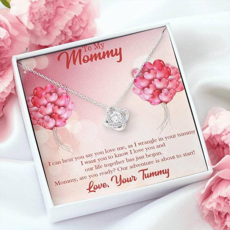 Gift For Expecting Moms Love Knot Necklace, Mom To Be Gift, Pregnant Woman, First Time Mom Necklace, New Mommy Gift