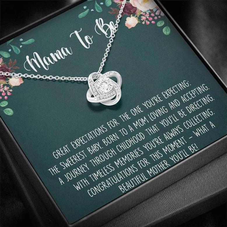 Gift For Expecting Moms Necklace, Expecting Mother Gifts, Present For Expecting Moms, Mom To Be Love Knot Necklace, Pregnant, Baby Shower
