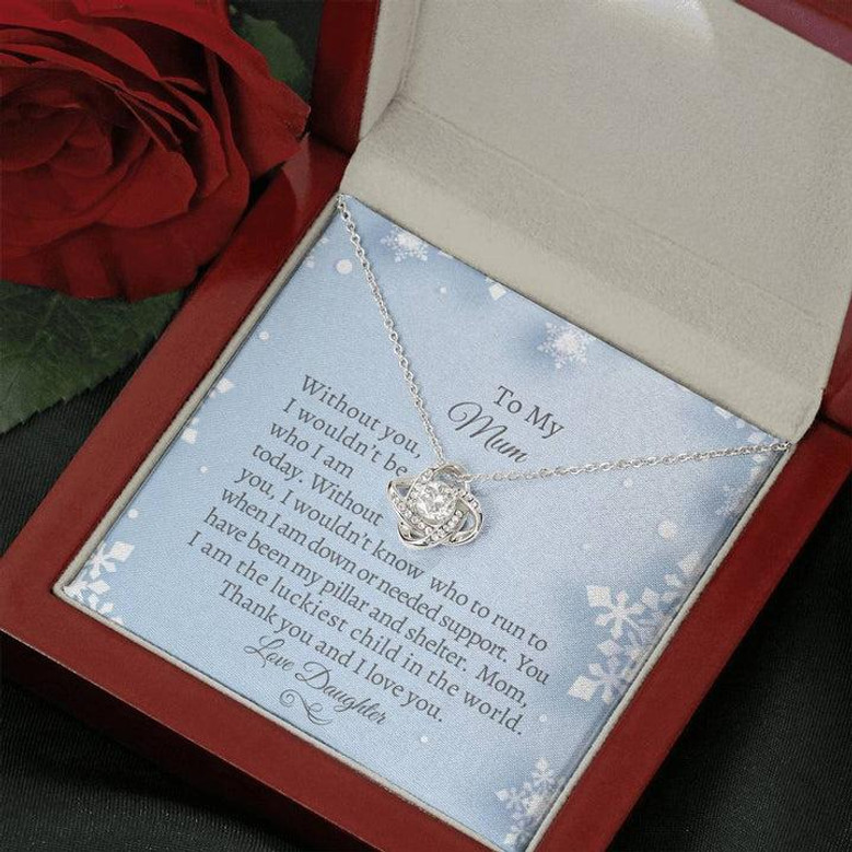 Gift For Mom, Love Knot Necklace - Snowflake-Light Blue