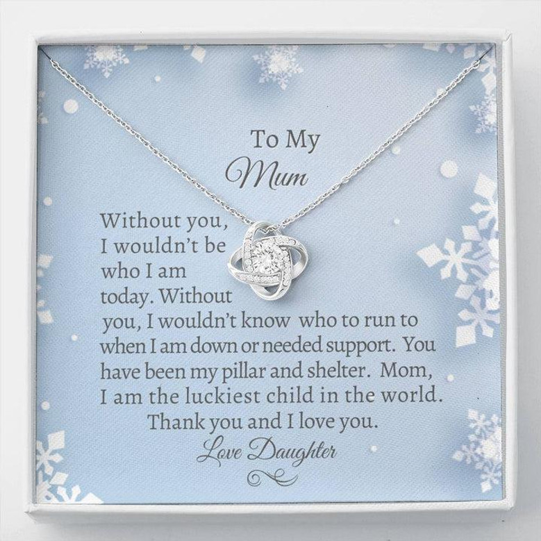 Gift For Mom, Love Knot Necklace - Snowflake-Light Blue