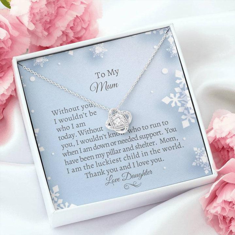 Gift For Mom, Love Knot Necklace - Snowflake-Light Blue