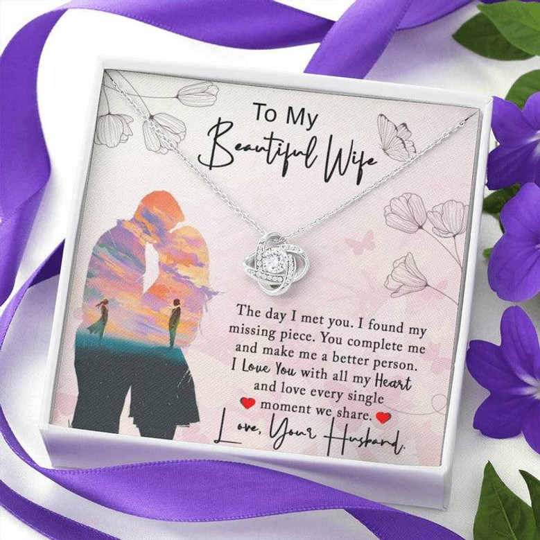 Gift For Wife, Gift For Her, Anniversary Gift For Wife, Birthday Love Knot Necklace, With A Lovely Message Card.