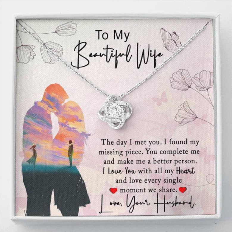 Gift For Wife, Gift For Her, Anniversary Gift For Wife, Birthday Love Knot Necklace, With A Lovely Message Card.