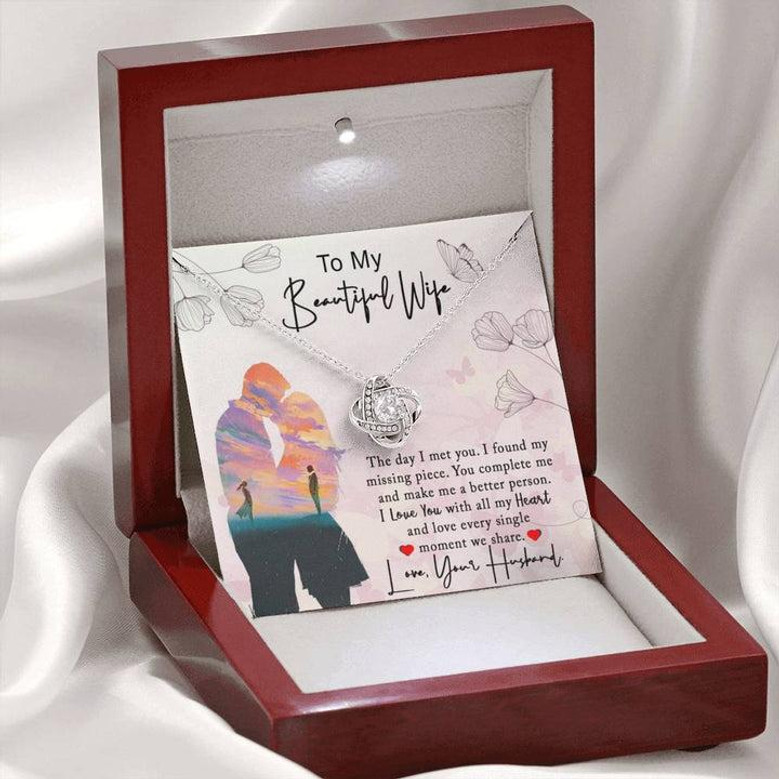 Gift For Wife, Gift For Her, Anniversary Gift For Wife, Birthday Love Knot Necklace, With A Lovely Message Card.