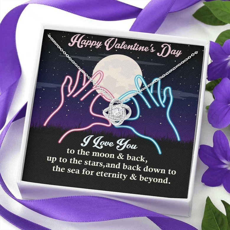 Girlfriend Necklace, Love Knot Necklace Gift For Her Valentine Gift , I Love You To The Moon And Back!