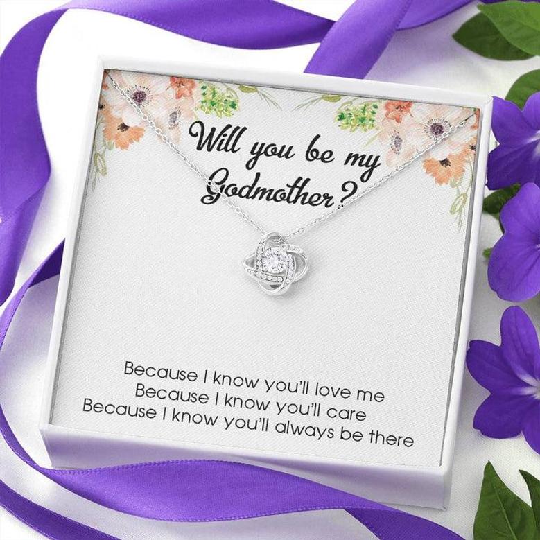 Godmother Gift • Godmother Necklace • Gift For Godmother • Godmother Proposal, Will You Be My Godmother Love Knot Necklace