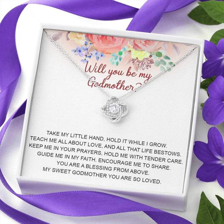 Godmother Proposal Necklace Gift • Will You Be My Godmother • Love Knot Necklace Gift For Godmother