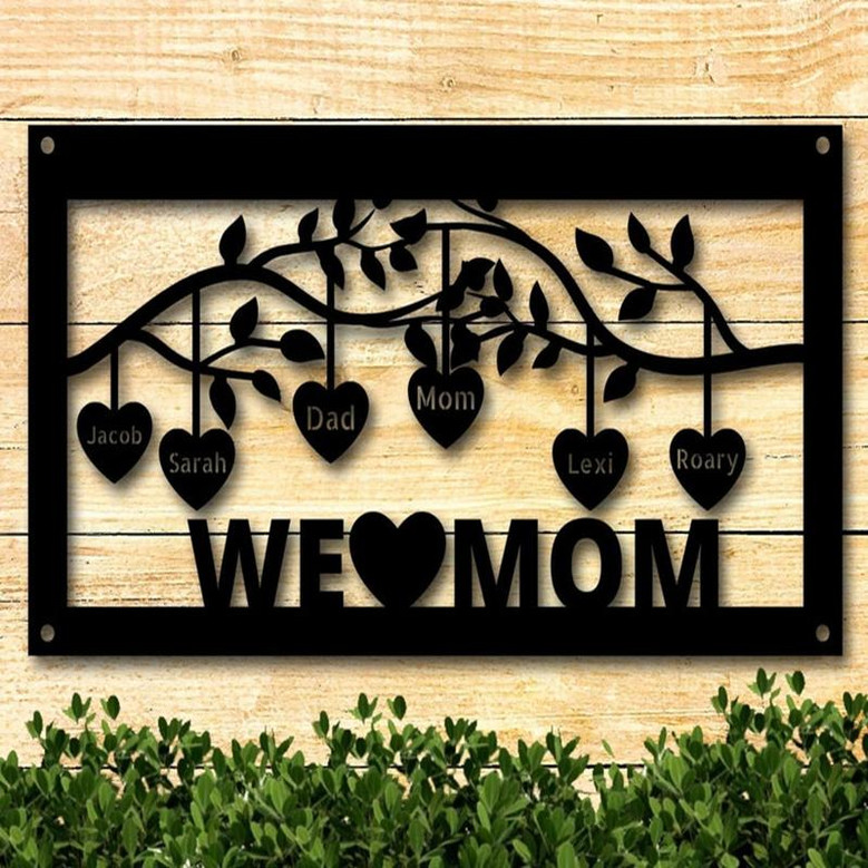 Hanging Heart Personalized Family Name Sign, Gift for Grandma, Custom Gift for Mom, Gift From Kids, Gift for Parents, Hanging Hearts Names