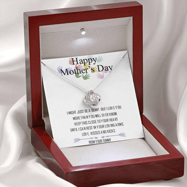 Happy Mothers Day From Your Bump Gift To Expecting Mom, Mother's Day Gift, Mothers Day Love Knot Necklace For Pregnant Expecting Moms Gift