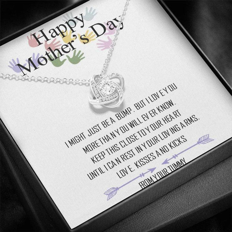 Happy Mothers Day From Your Bump Gift To Expecting Mom, Mother's Day Gift, Mothers Day Love Knot Necklace For Pregnant Expecting Moms Gift