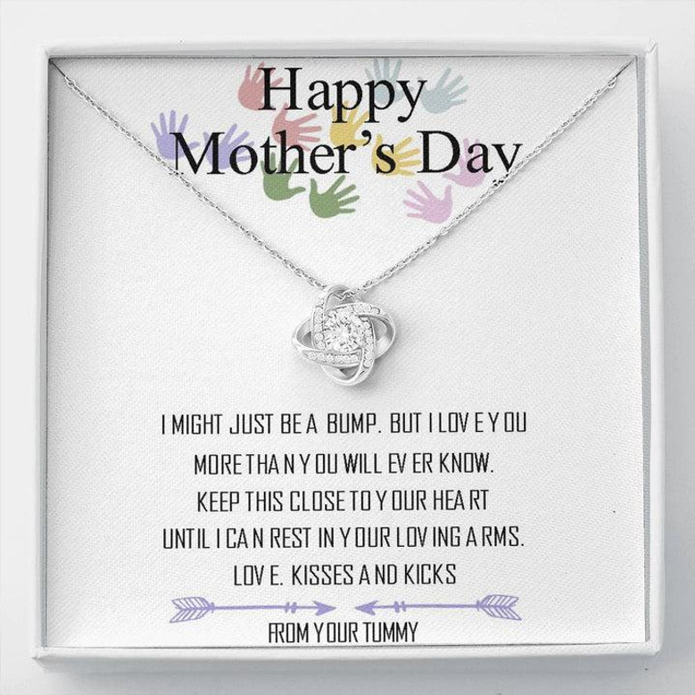Happy Mothers Day From Your Bump Gift To Expecting Mom, Mother's Day Gift, Mothers Day Love Knot Necklace For Pregnant Expecting Moms Gift