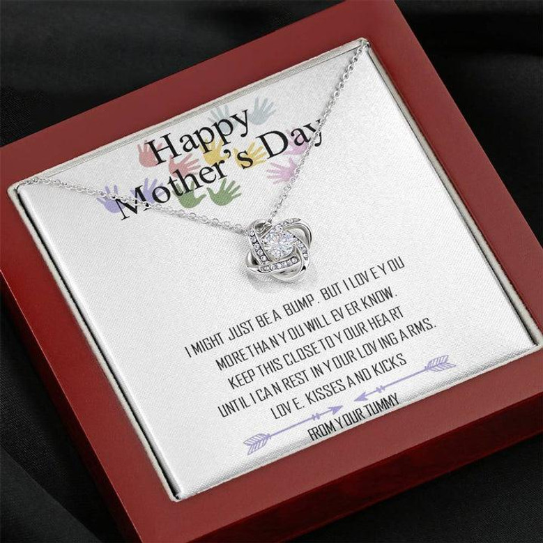 Happy Mothers Day From Your Bump Gift To Expecting Mom, Mother's Day Gift, Mothers Day Love Knot Necklace For Pregnant Expecting Moms Gift