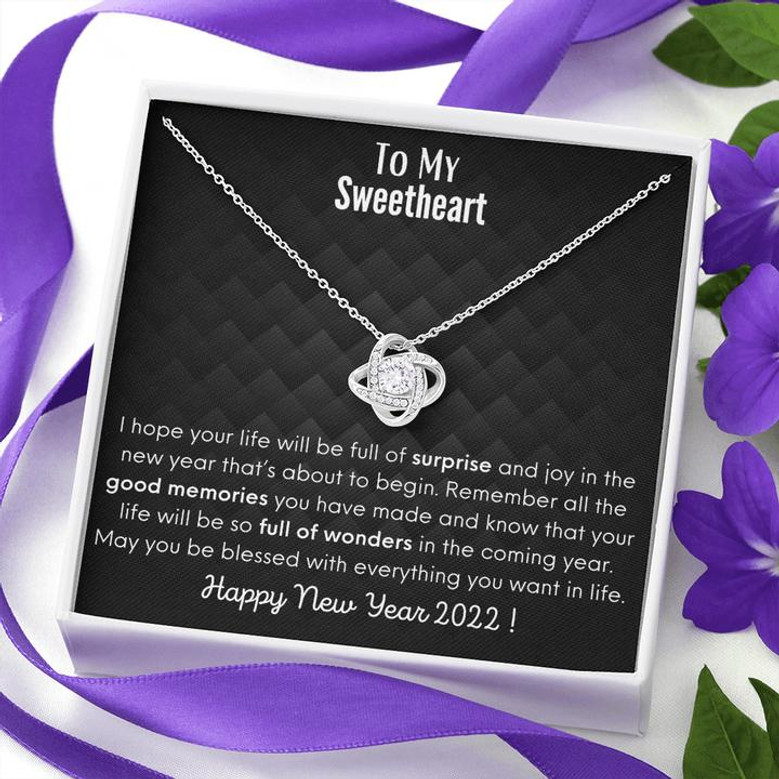Happy New Year 2022 Cards, Happy New Year 2022 Love Knot Necklace, Gift For Her, Gift For Him, Happy New Year 2022 Gifts For All