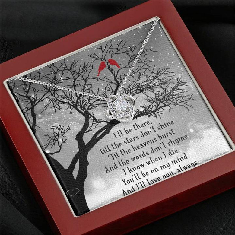 I'll Be There Love Knot Necklace Message Card
