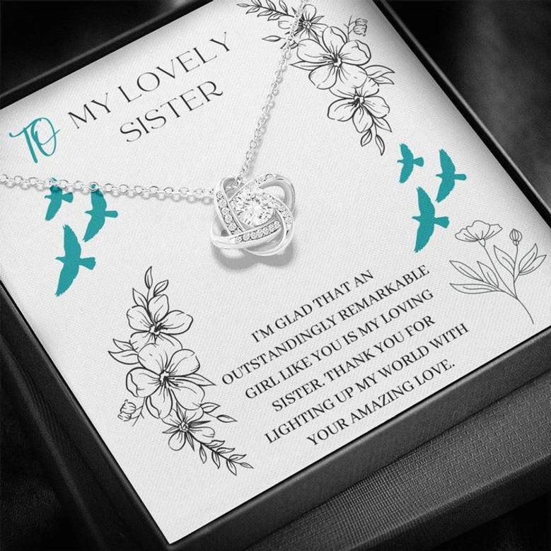 Love Knot Necklace With A Lovely Message Card, Perfect Gift For A Sister.