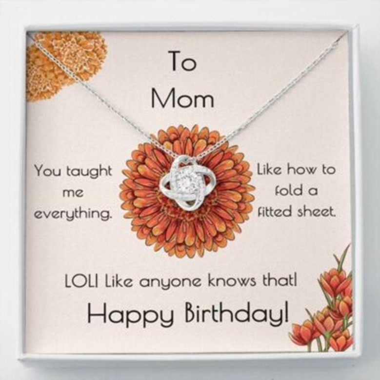 Mom Necklace, Mom Birthday Gift Fitted Sheet Love Knot Necklace