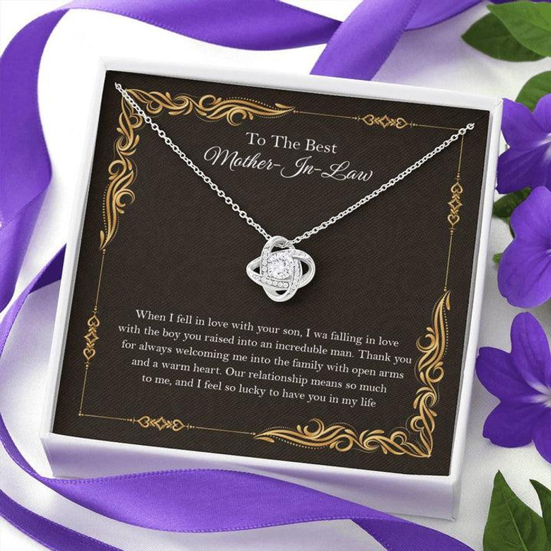 Mother-In-Law Necklace: Mother-In-Law, Mother-In-Law Gift, Mother-In-Law Necklace, To My Mother-In-Law Card, Funny The Love Knot Necklace