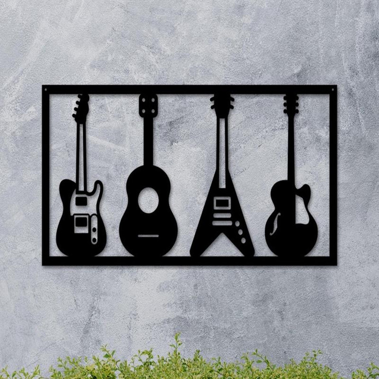 Music Decor, Guitar Sign, Music Room Decor, Musical Note Sign, Record Decor, Guitar Art, Metal Sign, Metal Wall Art, Musician Sign, Guitar