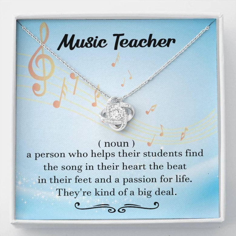 Music Teacher Gift, Music Teacher Definition Love Knot Necklace, Music Lovers Gift, Teacher Retirement Gift Necklace Music