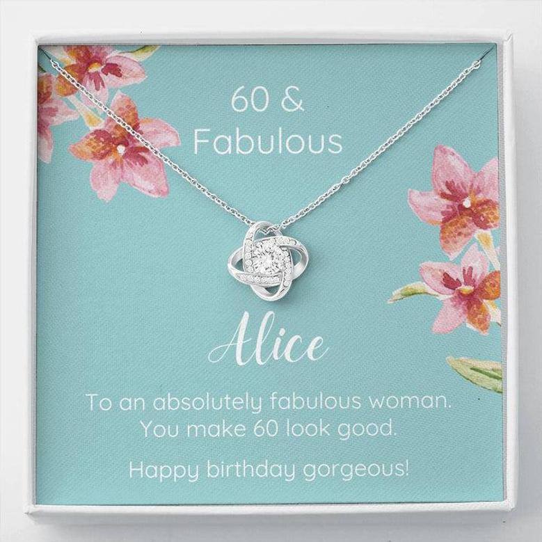 Personalized 60 & Fabulous Woman Love Knot Necklace
