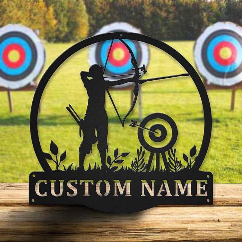 Personalized Archery Sport Monogram Metal Sign Art | Custom Archery Sport Metal Sign | Hobbie Gifts | Sport Gift | Birthday Gift