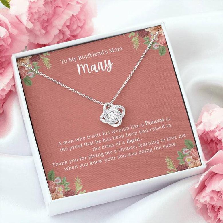 Personalized Boyfriend's Mom Queen Love Knot Necklace
