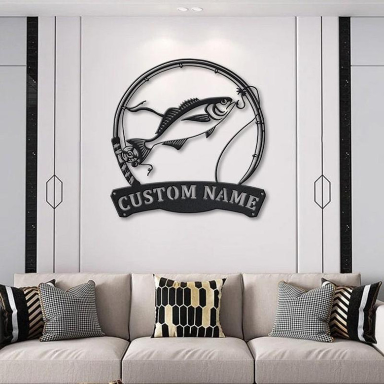 Personalized Butterfish Fishing Fish Pole Monogram Metal Sign Art ...