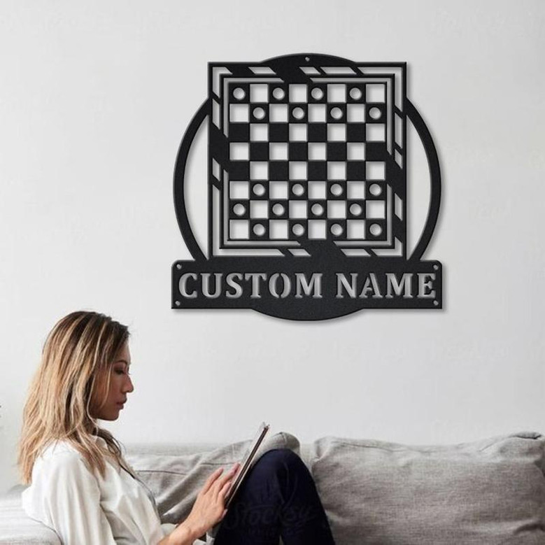 Personalized Game Checkers Monogram Metal Sign Art , Custom Game Checkers Metal Sign, Game Lover Sign Decoration For Living Room Personalized Game Checkers Monogram Metal Sign Art , Custom Game Checkers Metal Sign, Game Lover Sign Decoration For Living Room