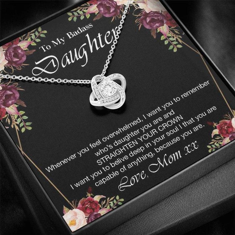 Personalized Necklace Gift For Daughter From Mom, To My Badass Daughter Love Knot Necklace, Mother Daughter Necklace,