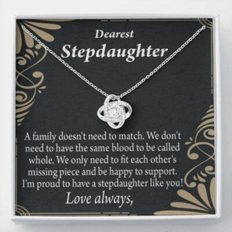 Stepdaughter Necklace, To My Stepdaughter Necklace Gift, Family Reminder Message Card Necklace
