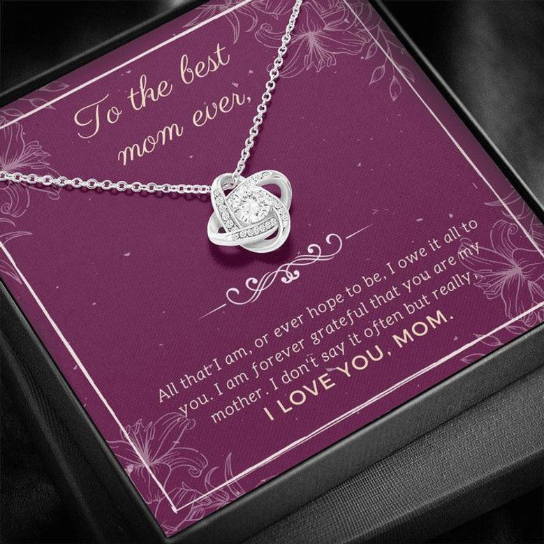 The Best Mom Ever White Gold Love Knot Necklace