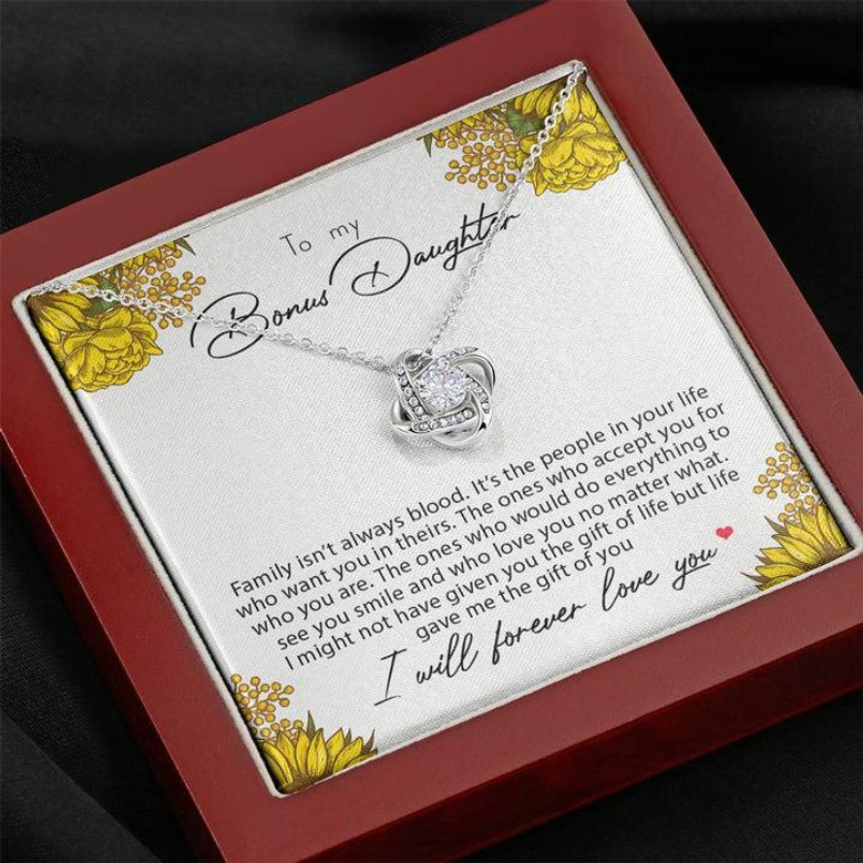 To My Bonus Daughter Family Isn't Always Blood Love Knot Necklace