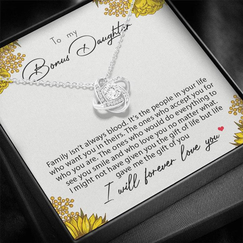 To My Bonus Daughter Family Isn't Always Blood Love Knot Necklace
